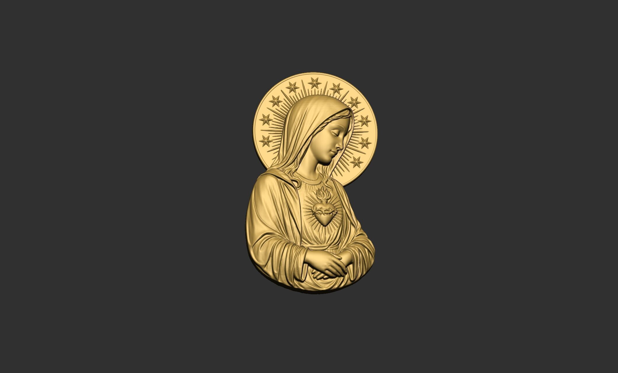 Virgin Mary with Sacred Heart 3D print model_8