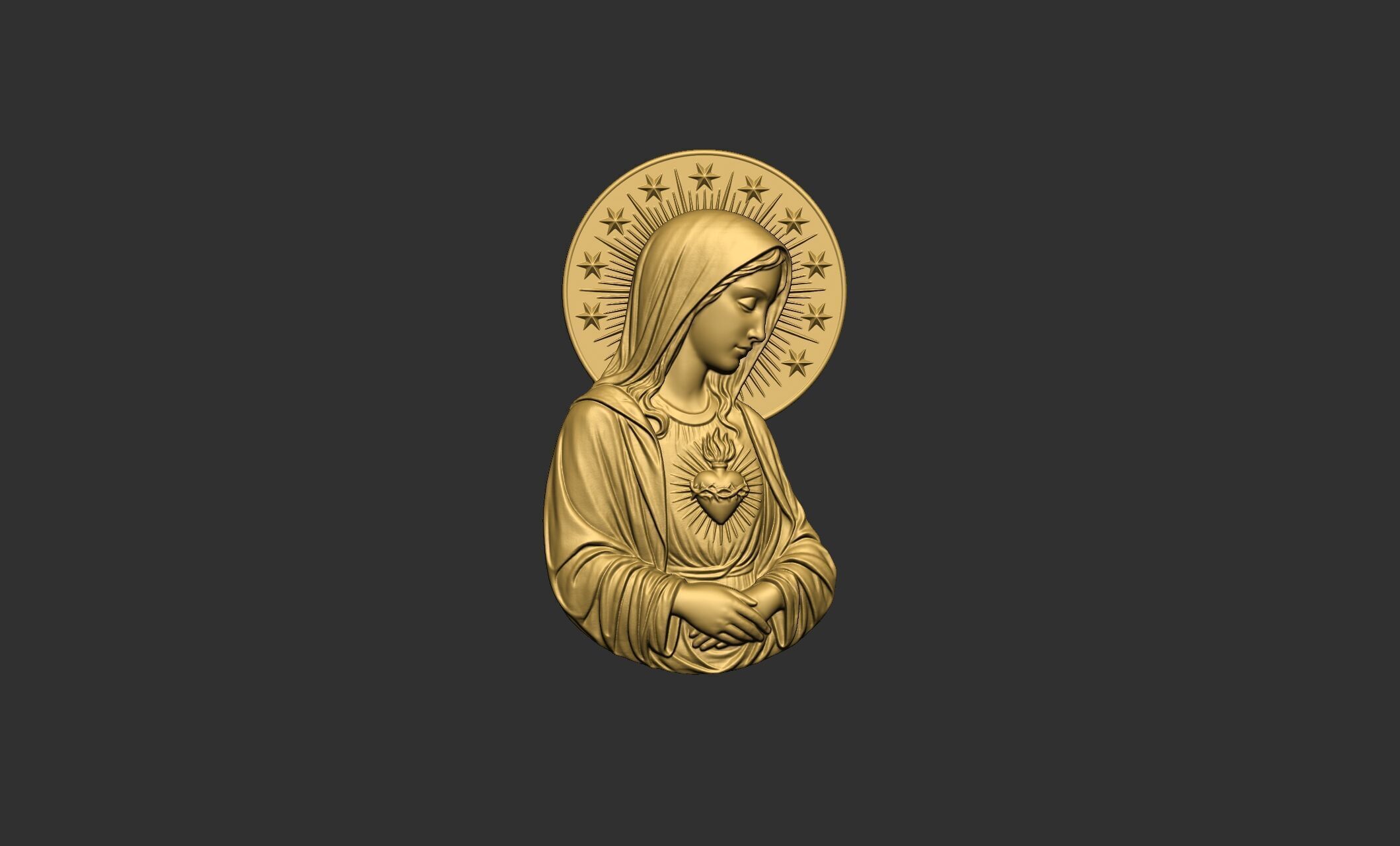 Virgin Mary with Sacred Heart 3D print model_1