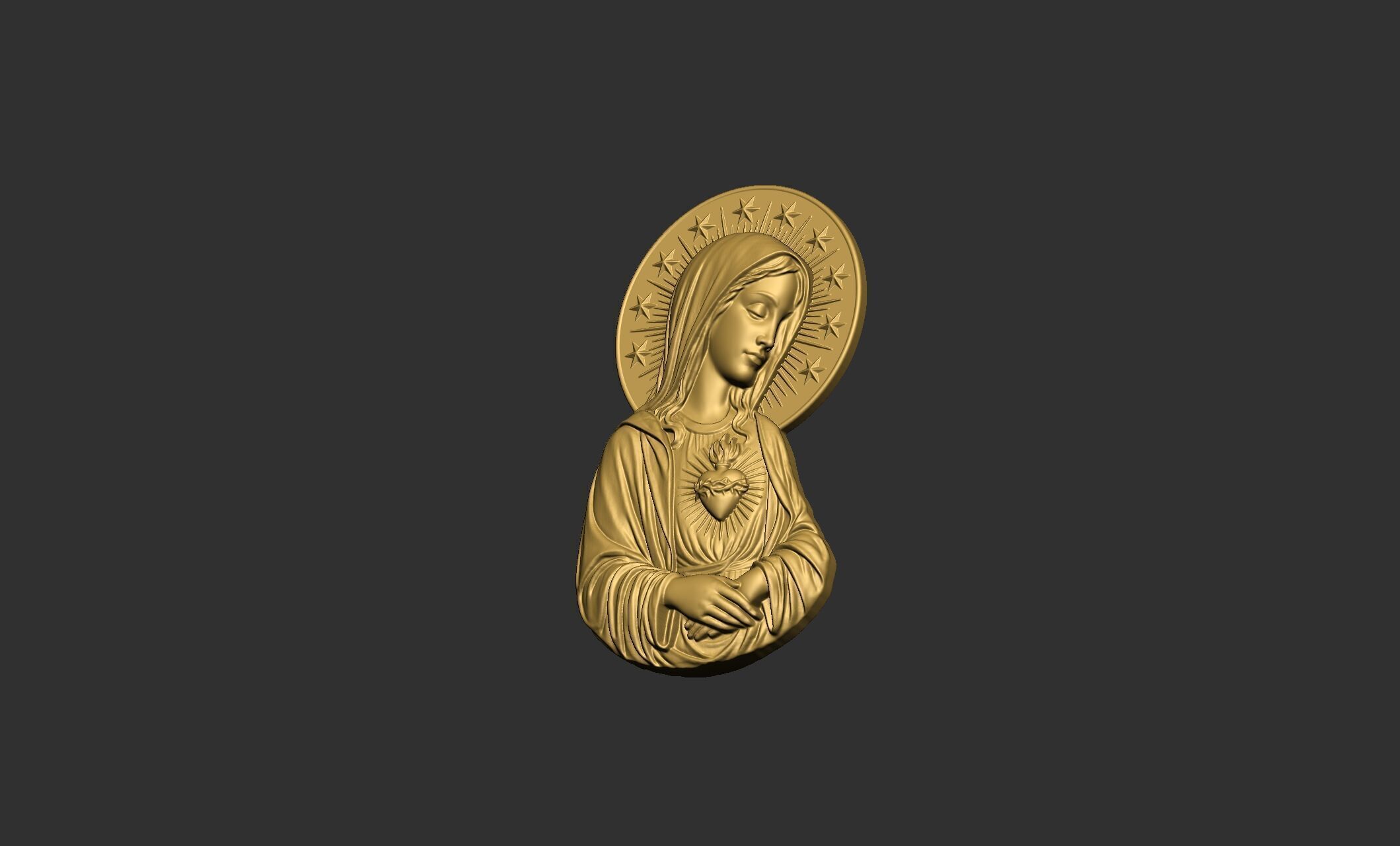 Virgin Mary with Sacred Heart 3D print model_12