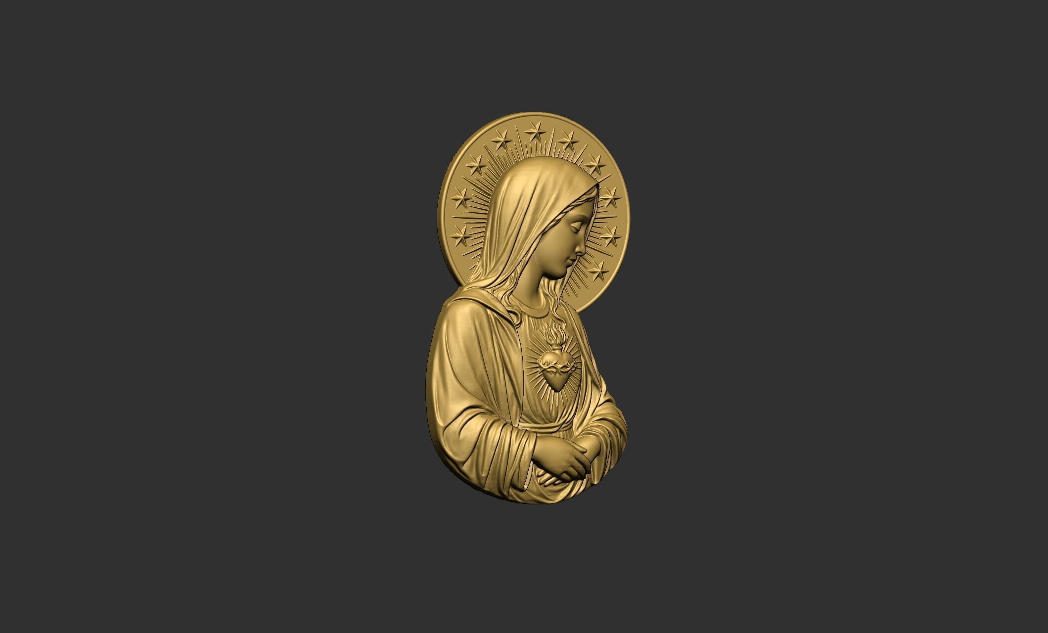 Virgin Mary with Sacred Heart 3D print model_4