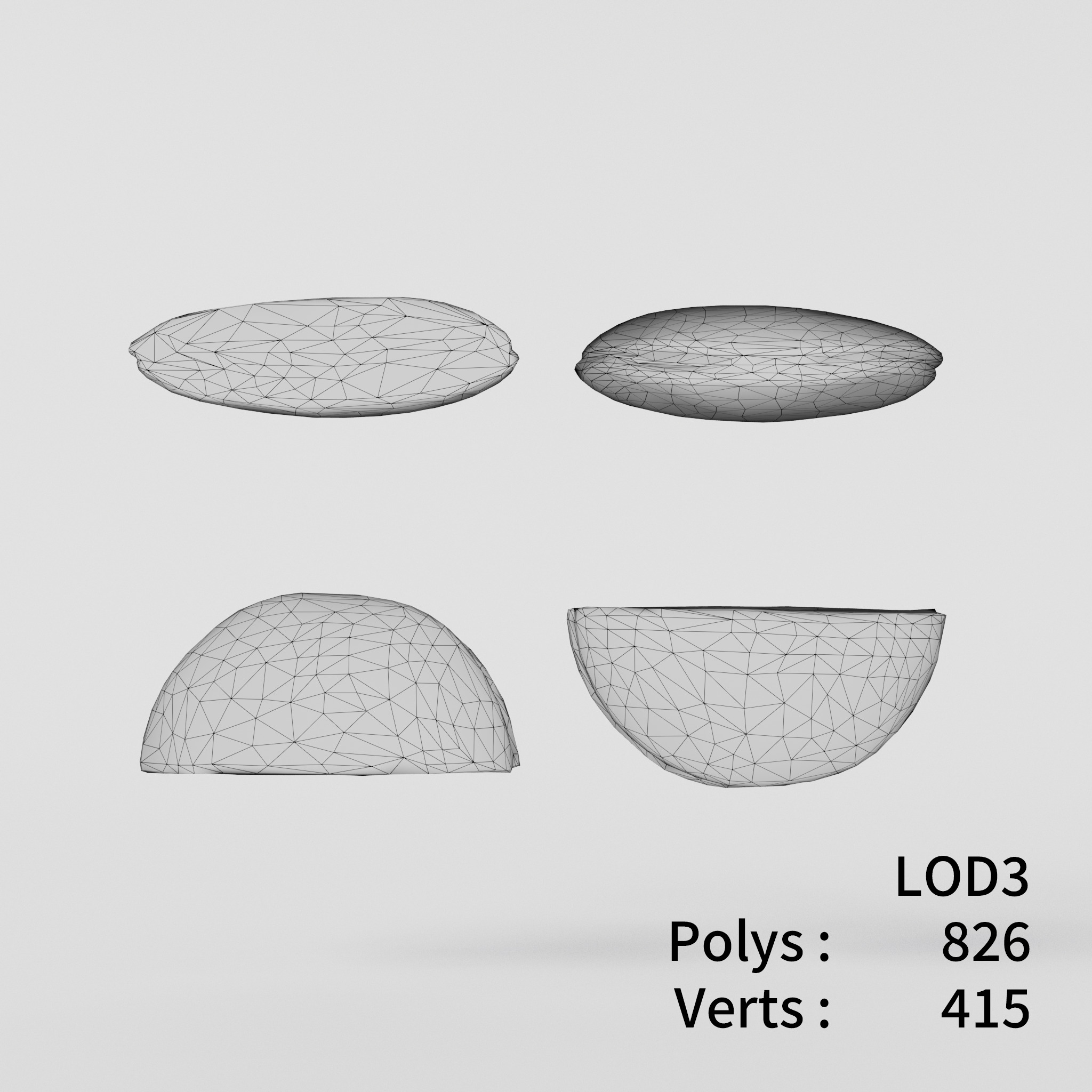 Cut Dorayaki 3D model Low-poly 3D model_7