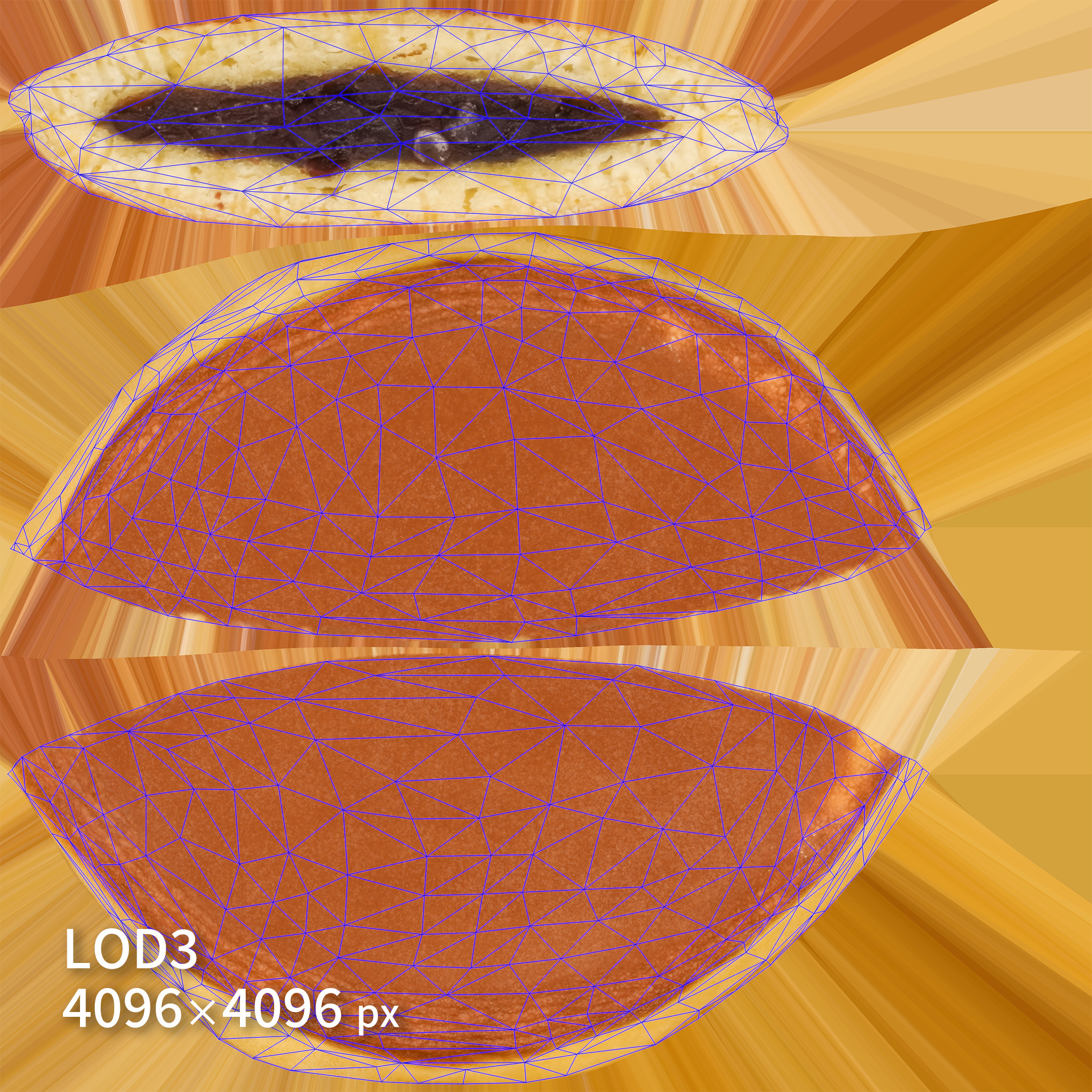 Cut Dorayaki 3D model Low-poly 3D model_9