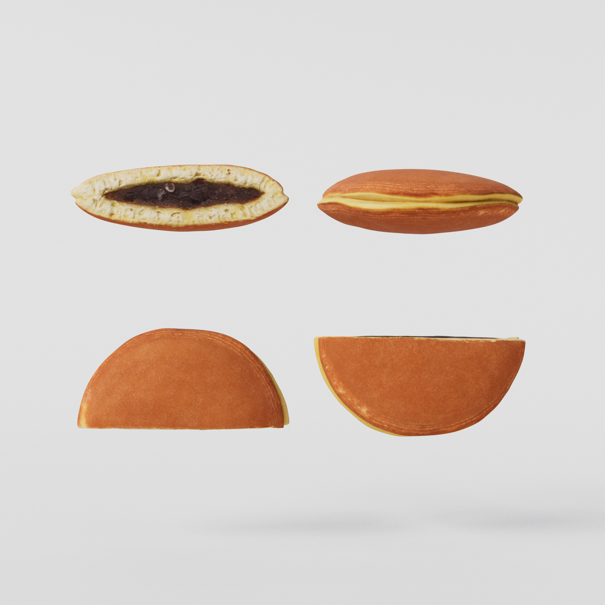 Cut Dorayaki 3D model Low-poly 3D model_3