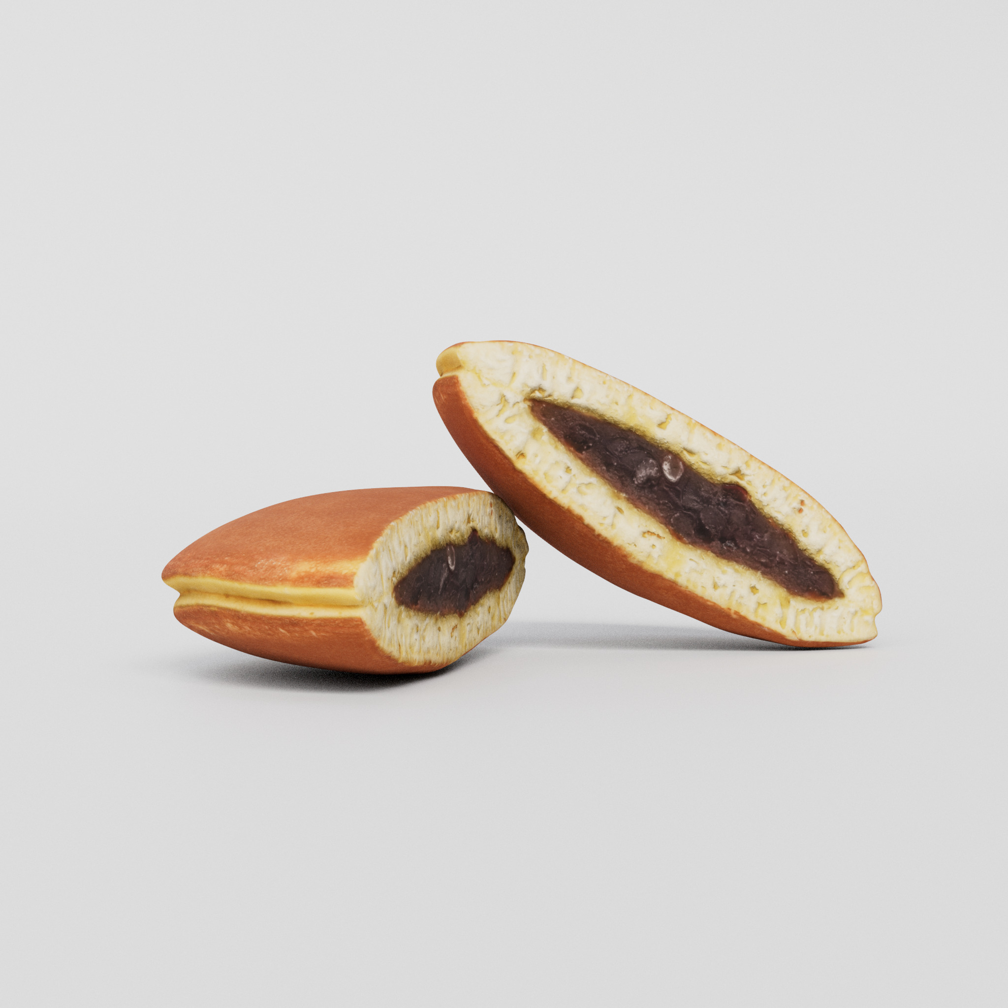 Cut Dorayaki 3D model Low-poly 3D model_2