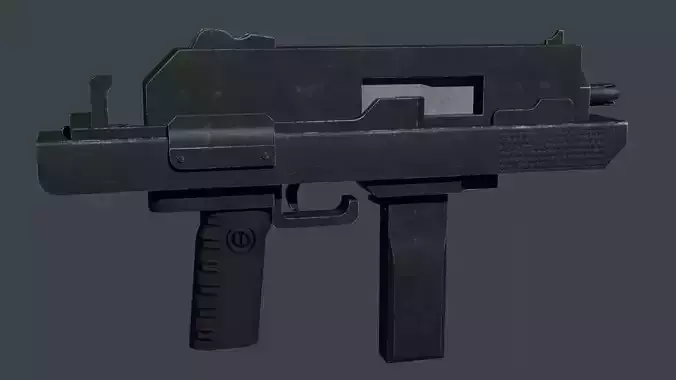 Rigged Sci-Fi Submachine Gun