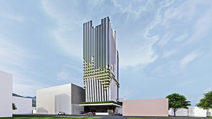 Modern High-rise Building 3D model 6