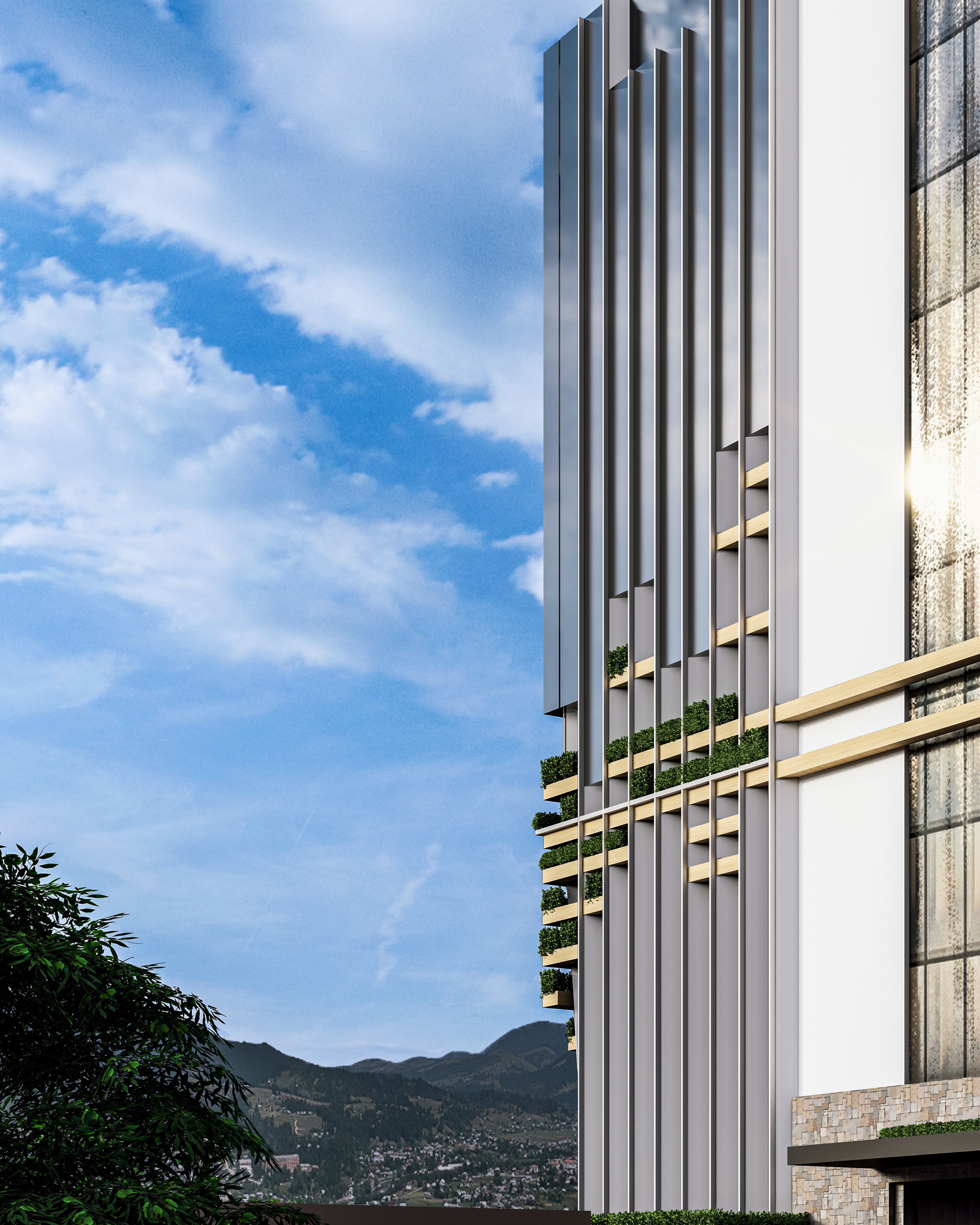Modern High-rise Building 3D model_3