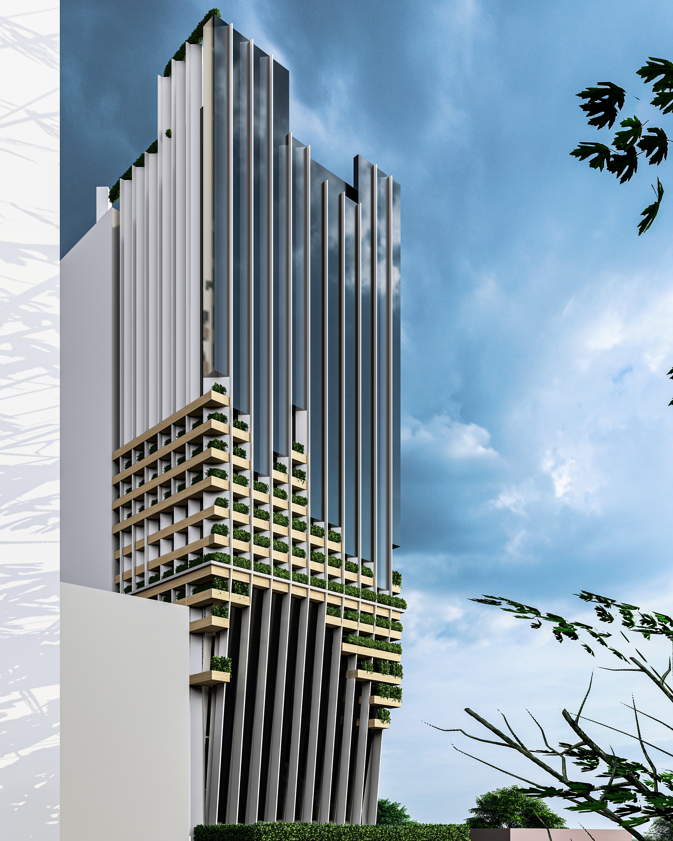 Modern High-rise Building 3D model_2