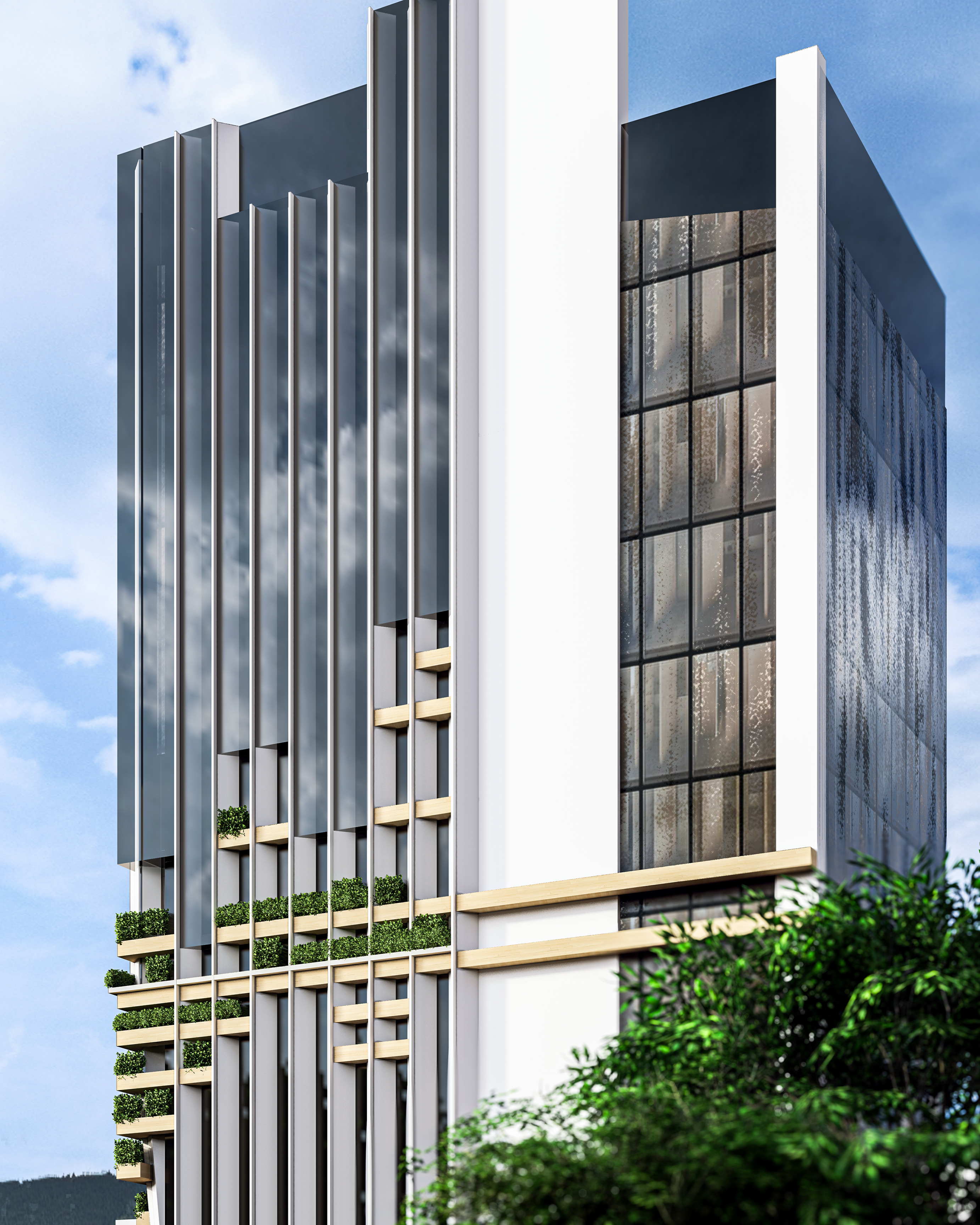Modern High-rise Building 3D model_4