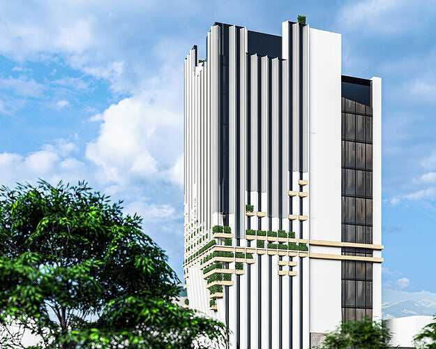 Modern High-rise Building 3D model 7
