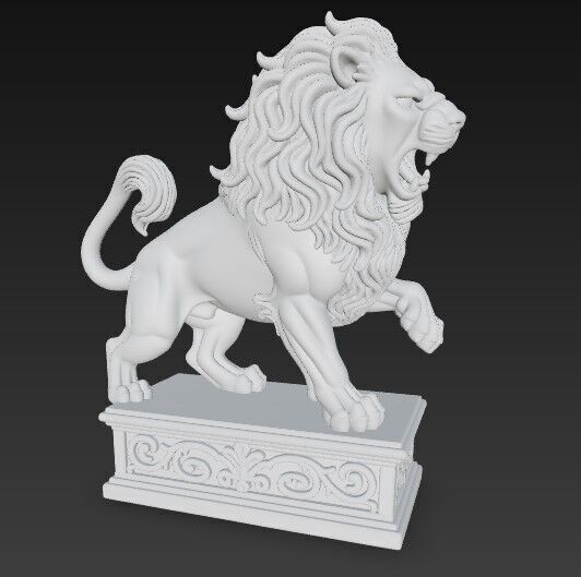 Embodiment of Wild Power Roaring Lion Figurine 3D print model_1