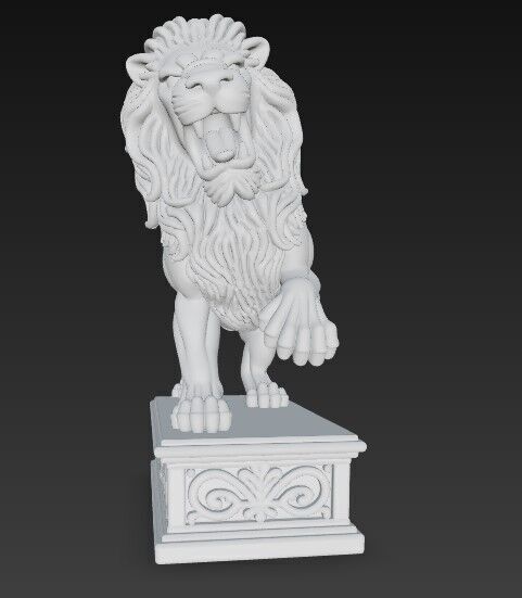 Embodiment of Wild Power Roaring Lion Figurine 3D print model_7