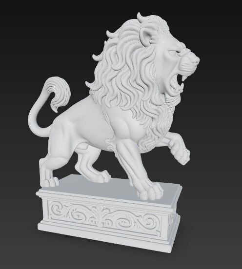 Embodiment of Wild Power Roaring Lion Figurine 3D print model_5