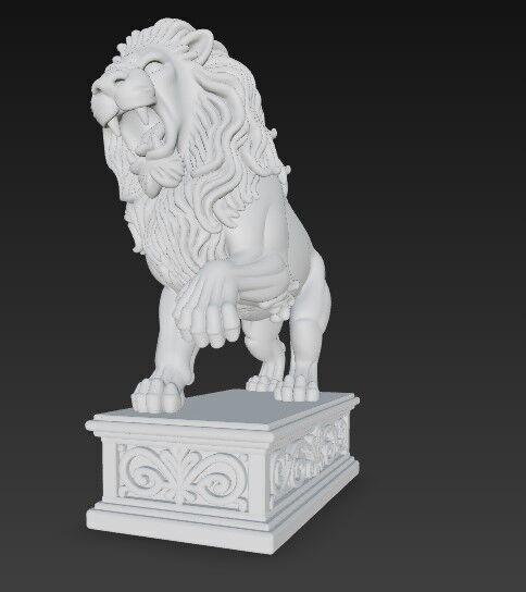 Embodiment of Wild Power Roaring Lion Figurine 3D print model_8