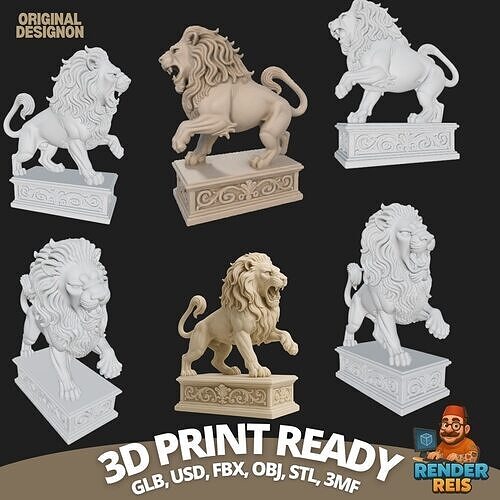 Embodiment of Wild Power Roaring Lion Figurine 3D print model