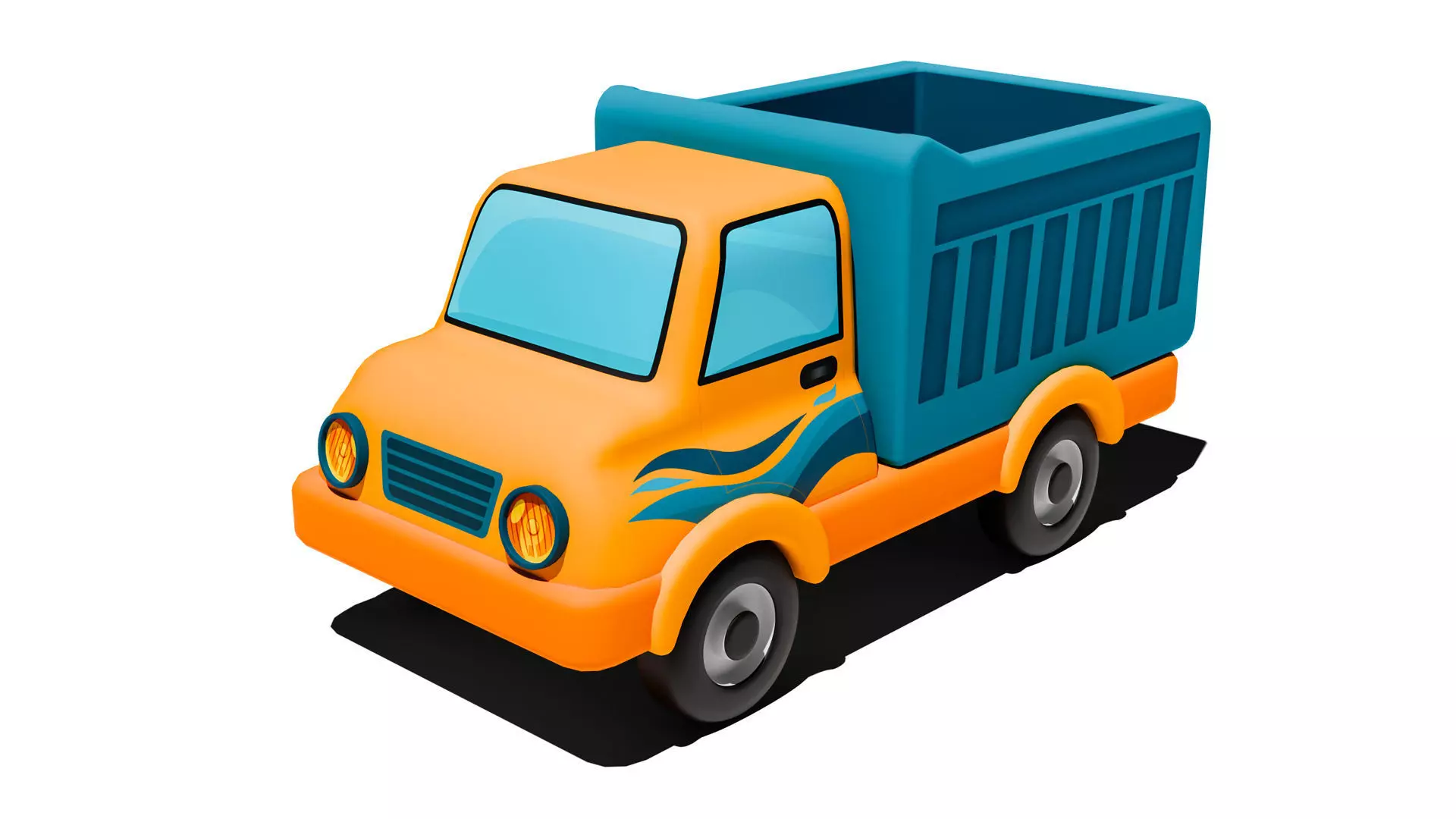 Cartoon Dump Truck Low-poly 3D model_0