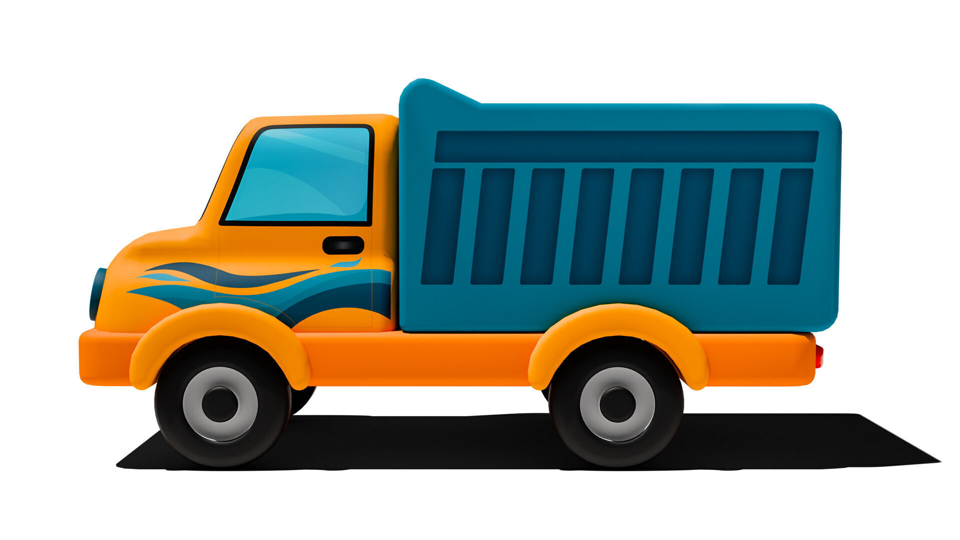 Cartoon Dump Truck Low-poly 3D model_3