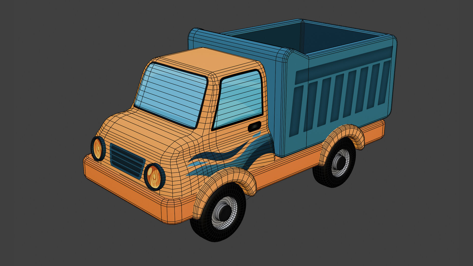 Cartoon Dump Truck Low-poly 3D model_8
