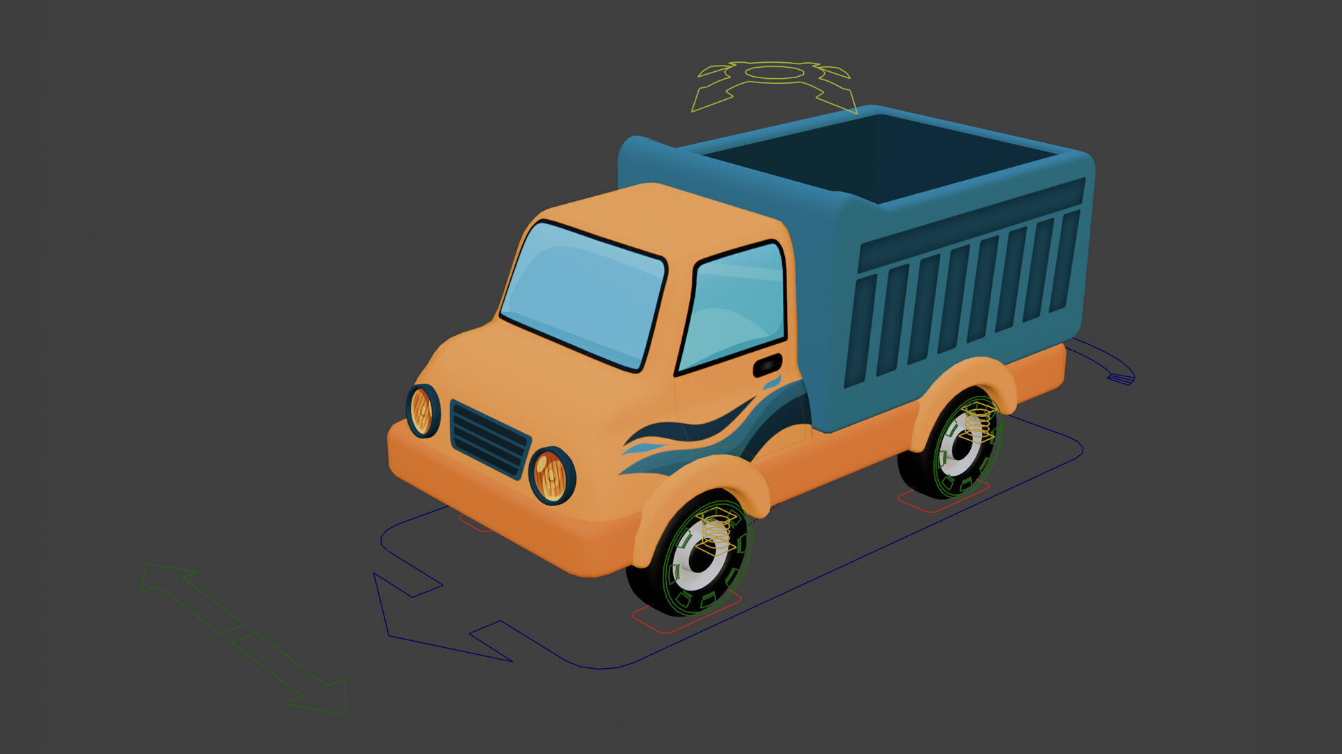 Cartoon Dump Truck Low-poly 3D model_6