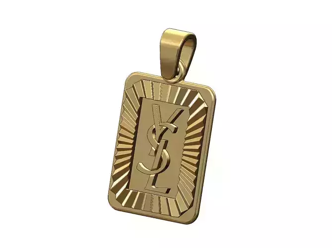 YSL emblem faceted sunrays tag pendant charm