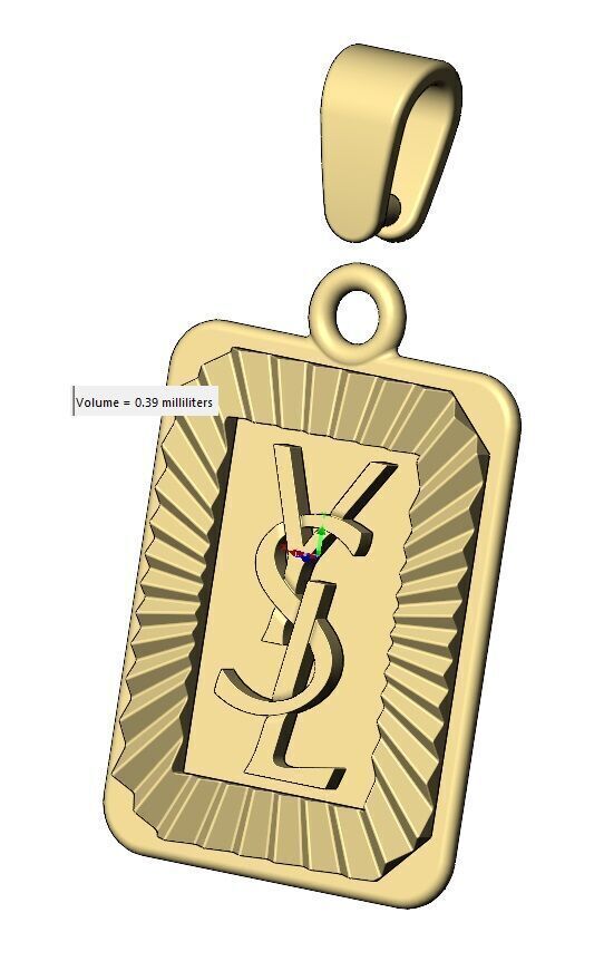 YSL emblem faceted sunrays tag pendant charm 3D print model_12