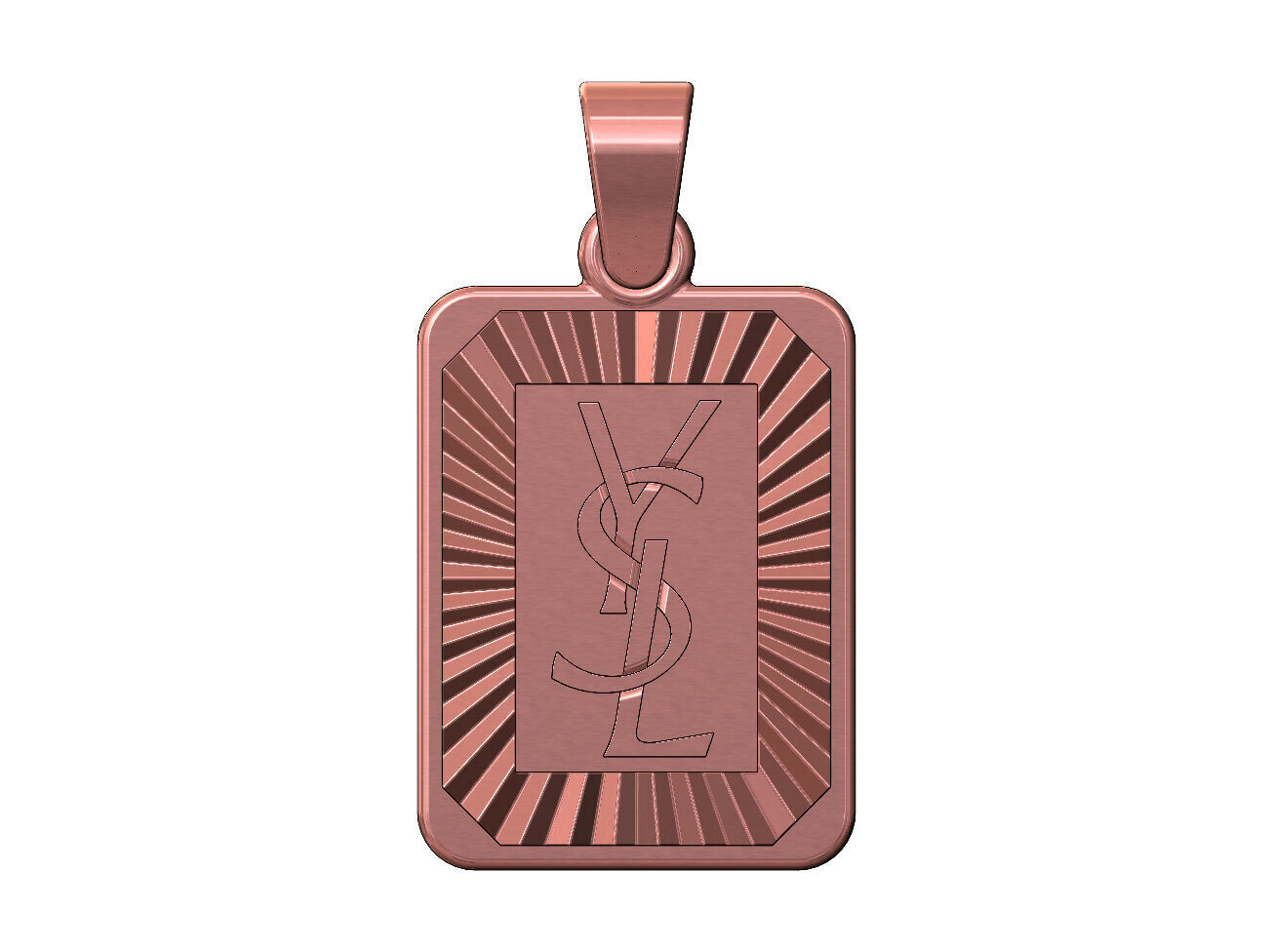 YSL emblem faceted sunrays tag pendant charm 3D print model_10