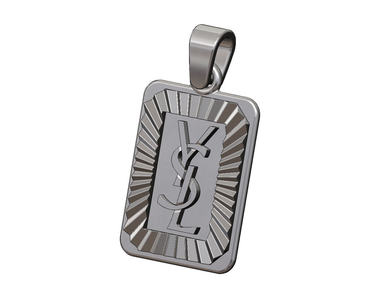 YSL emblem faceted sunrays tag pendant charm 3D print model_11