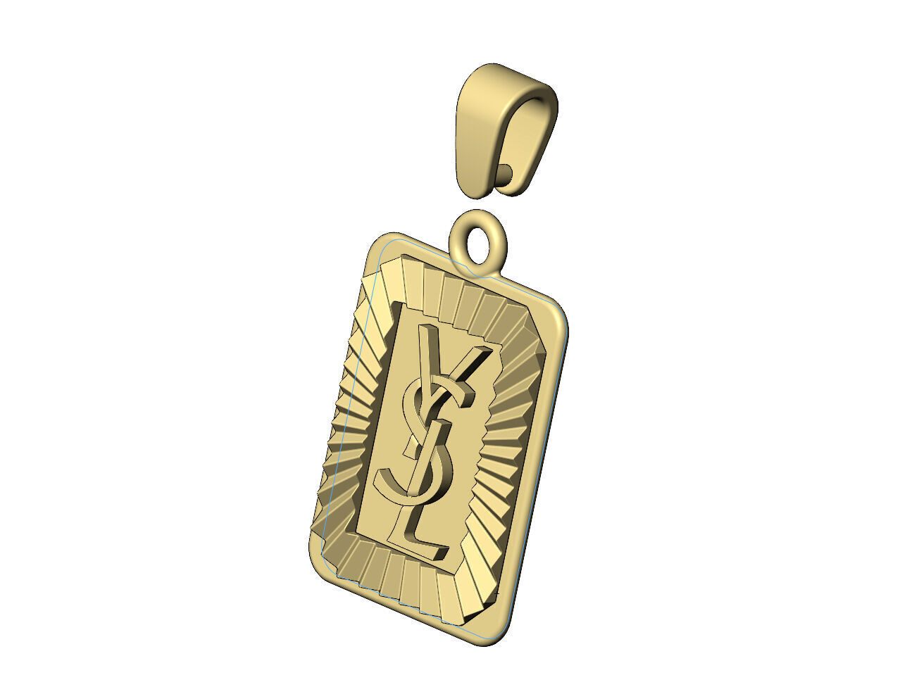 YSL emblem faceted sunrays tag pendant charm 3D print model_5