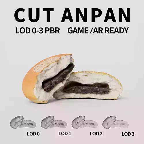 Cut Anpan 3D model Low-poly 3D model
