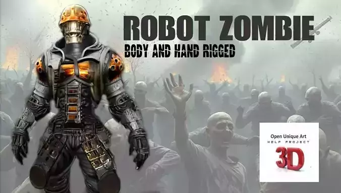Robot Zombie RX 8 Rustbite also Body and Hand Rigged 3D model