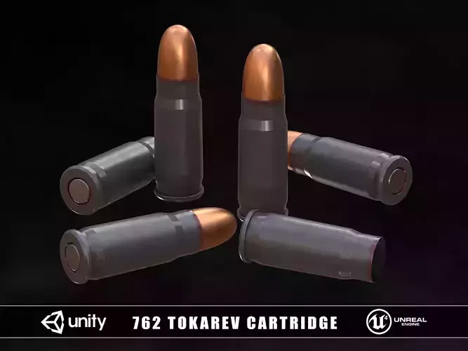 762 Tokarev Cartridge Low-poly 3D model