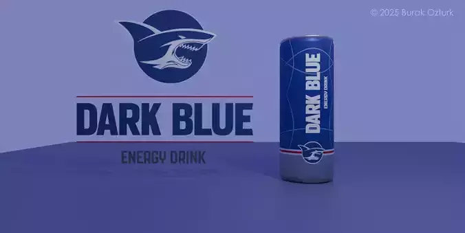 DARK BLUE Energy Drink Metal Bottle 3D Model