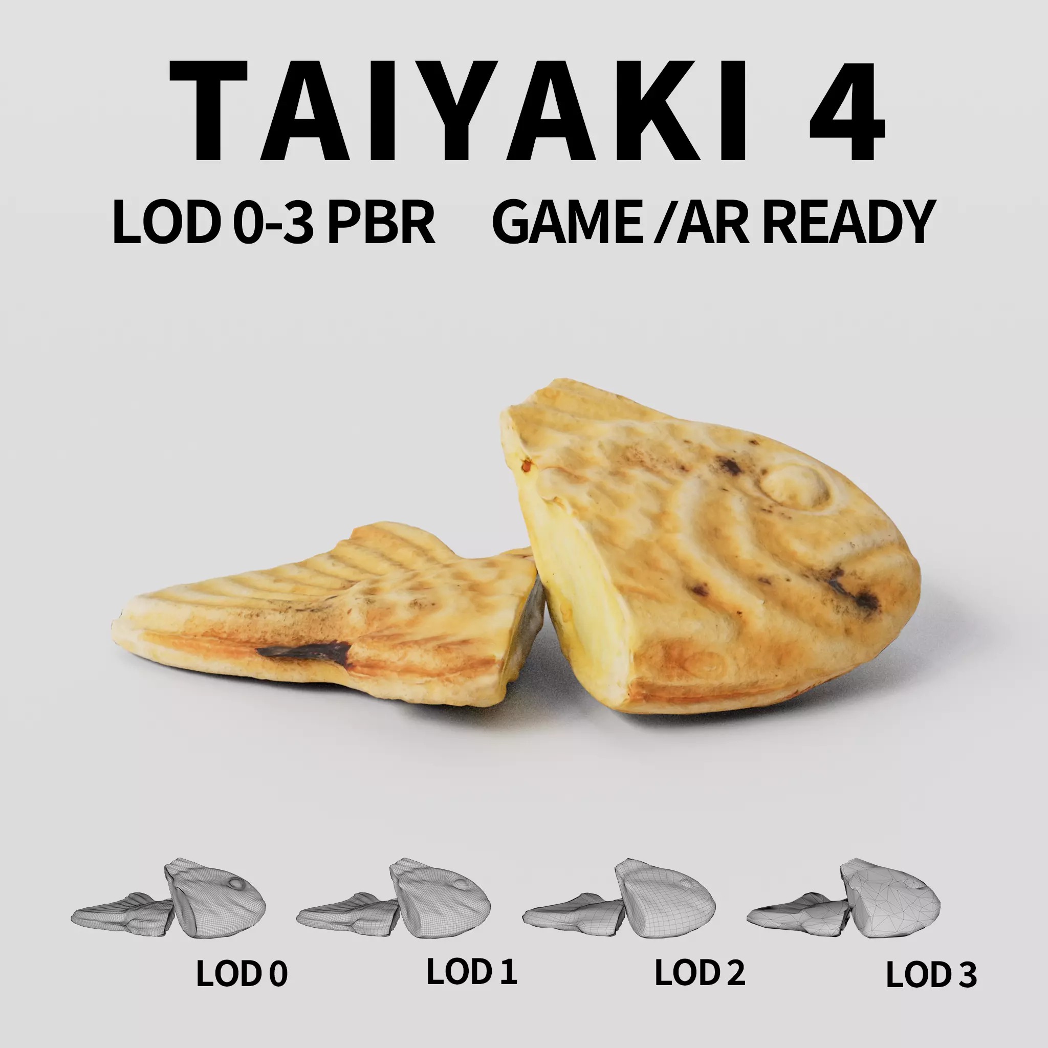 Cut Taiyaki ver4 3D model Low-poly 3D model_0