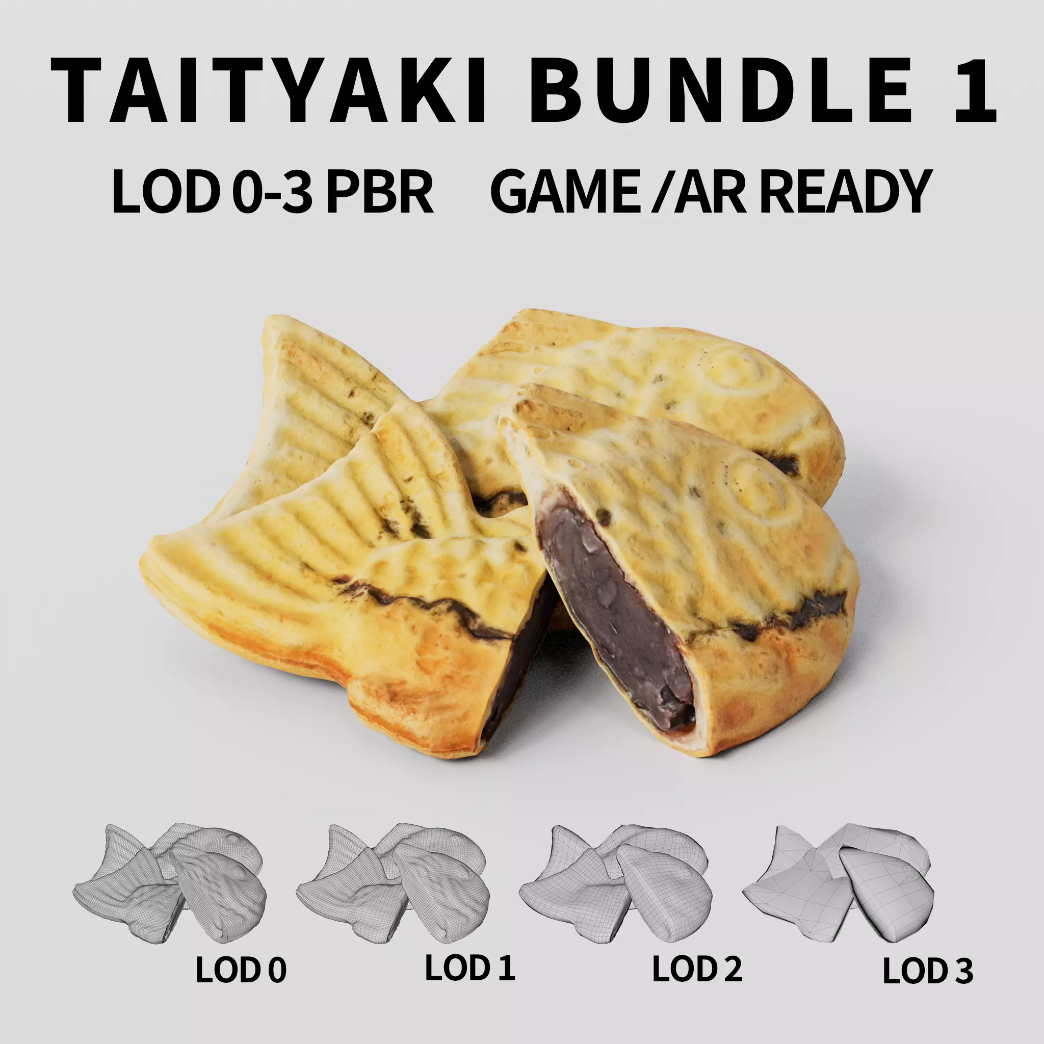 Taiyaki 3D model Bundle Pack 1 Low-poly 3D model_0
