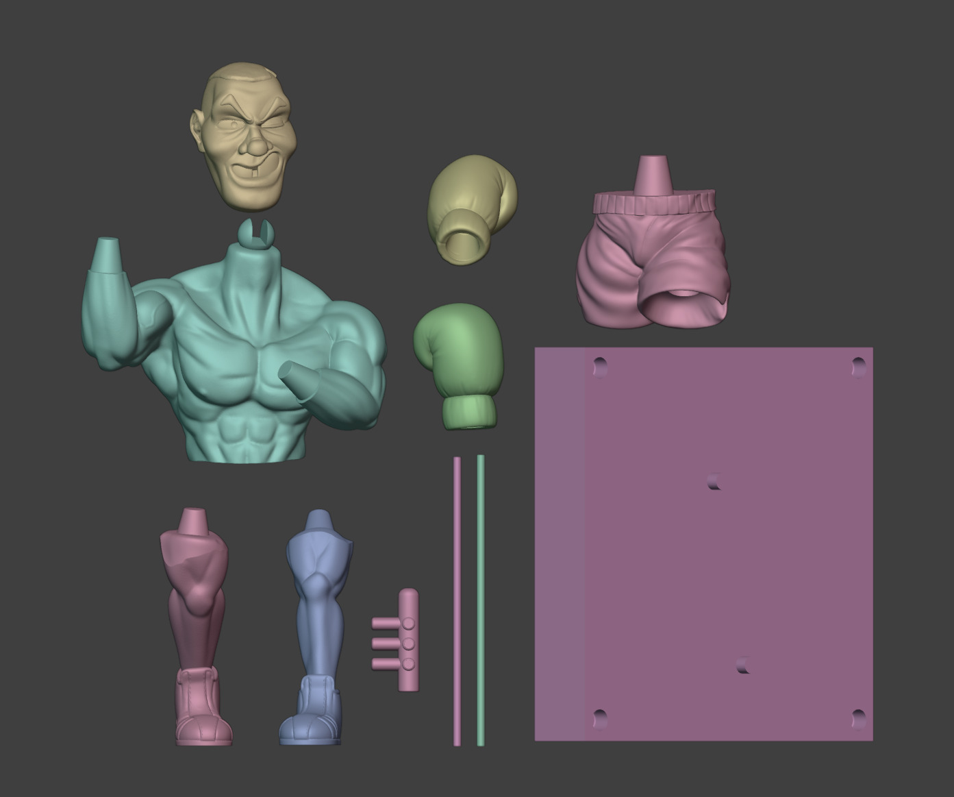 Punch Out Mike Tyson Piston Honda and Mr Dream 3D print model_12
