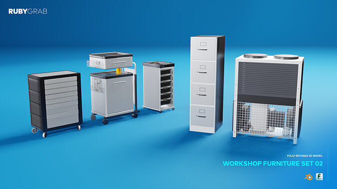 Industrial Workshop Furniture Set 02 3D model