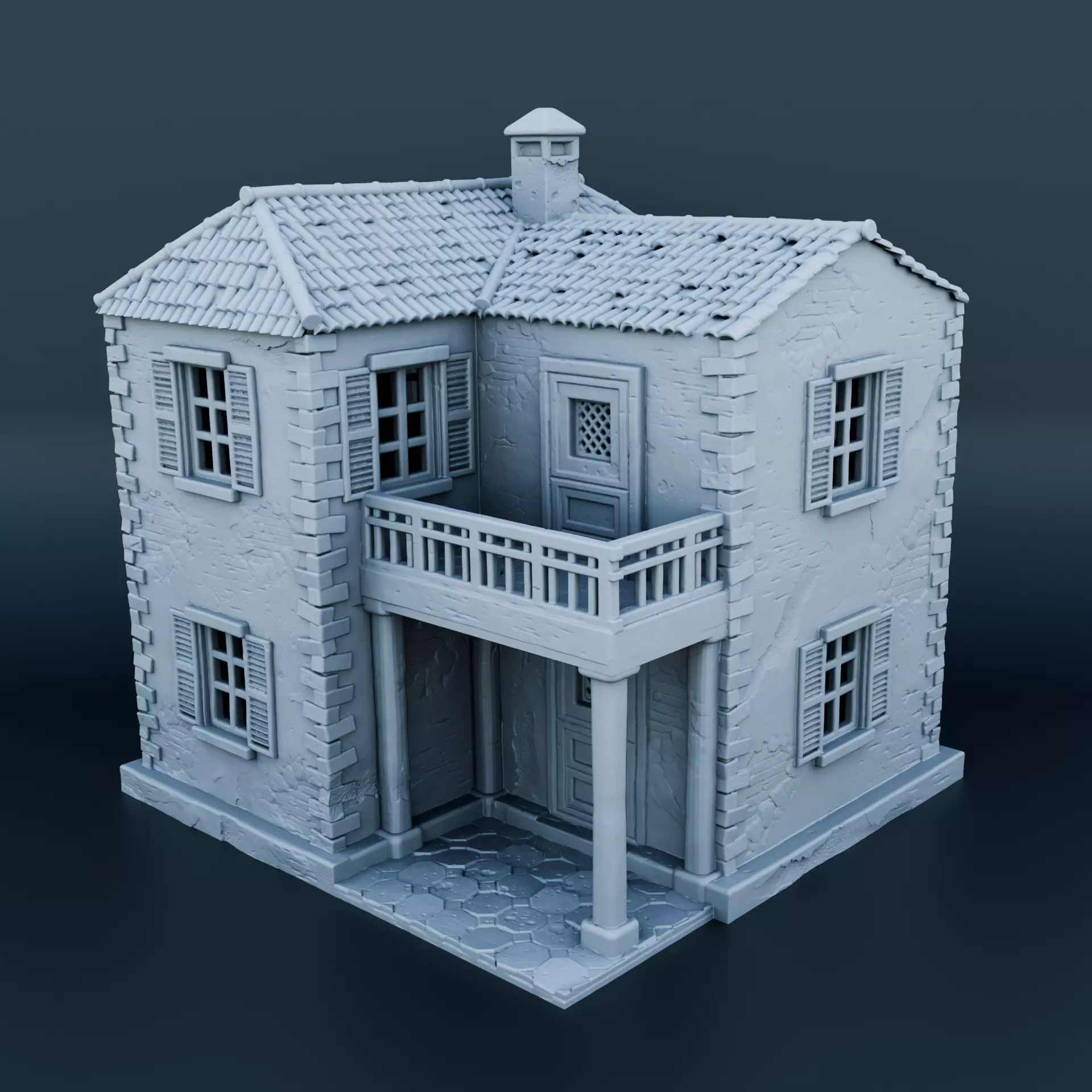 Medieval house 3D print model_0