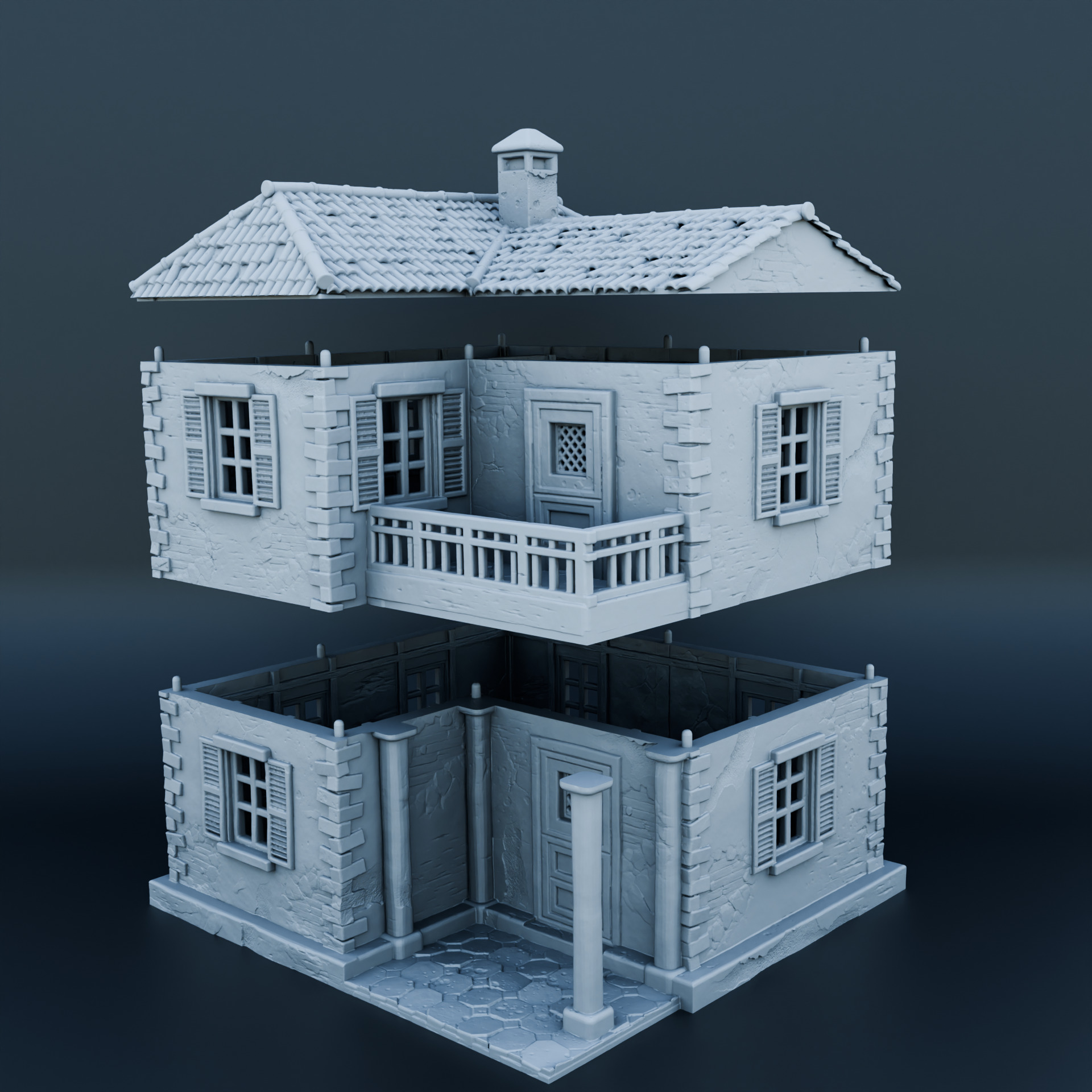 Medieval house 3D print model_2