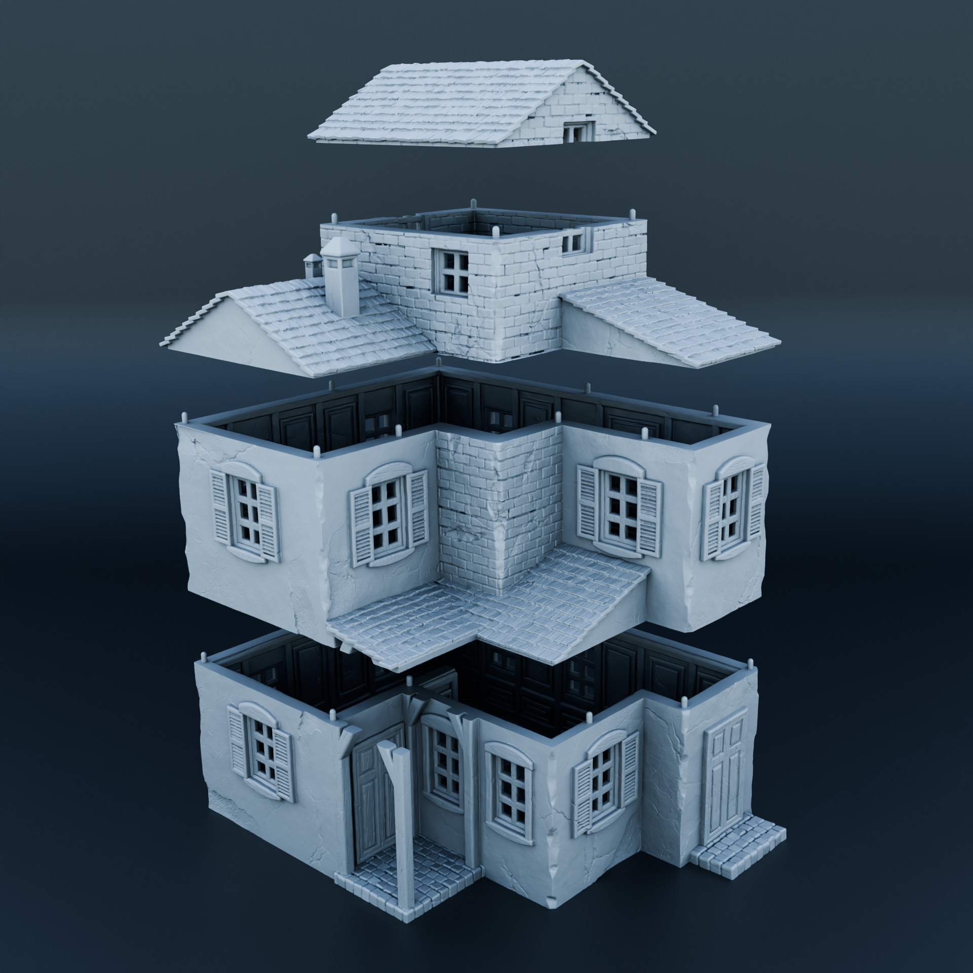 Medieval house 3D print model_2