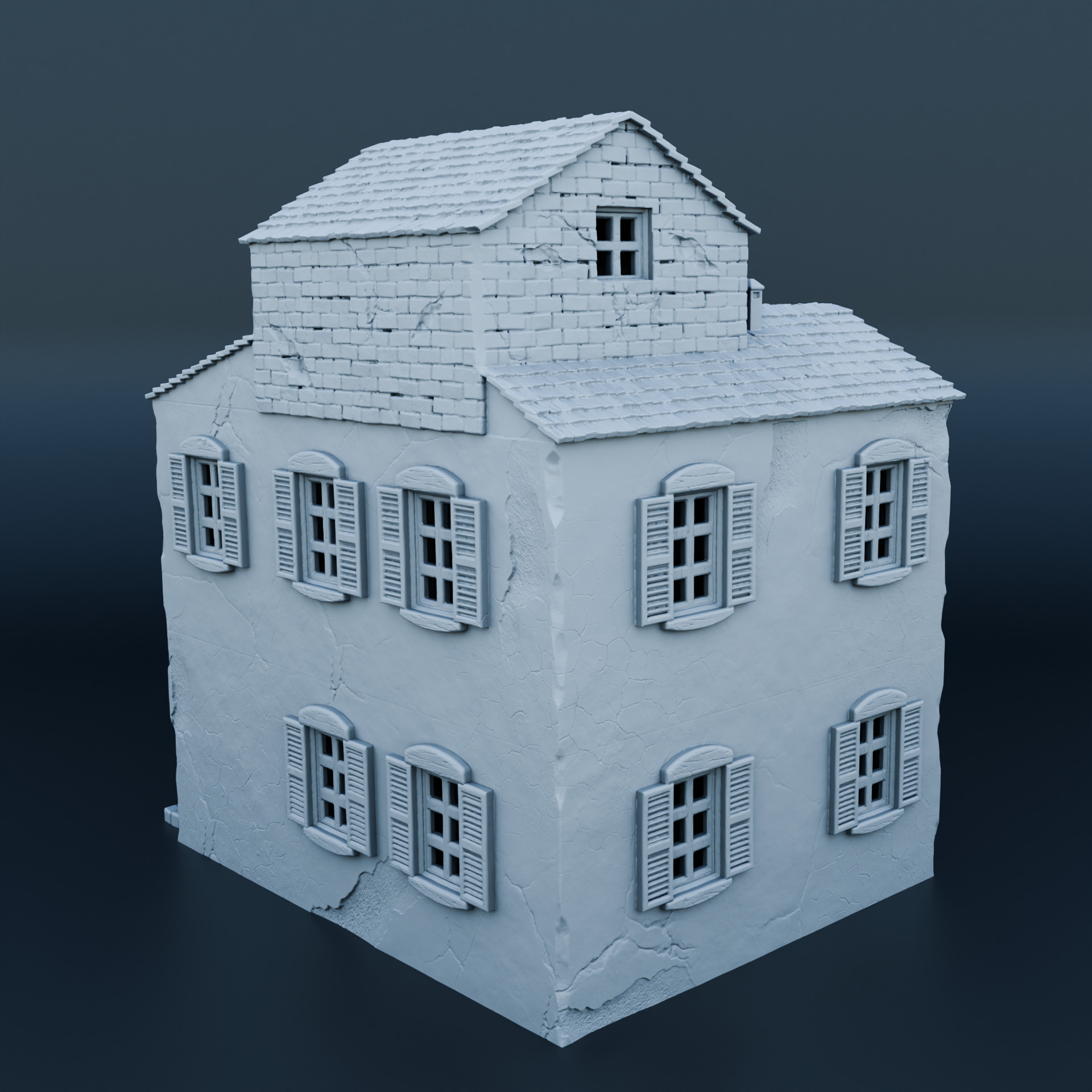 Medieval house 3D print model_1