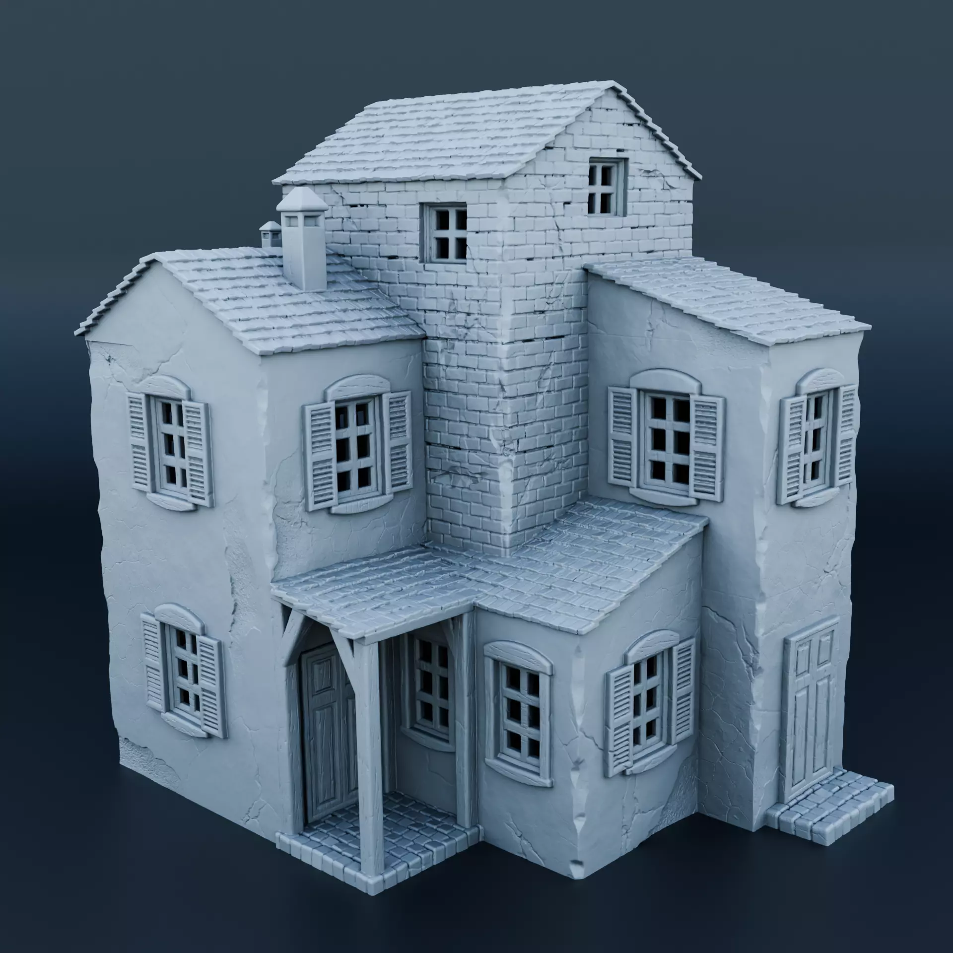 Medieval house 3D print model_0
