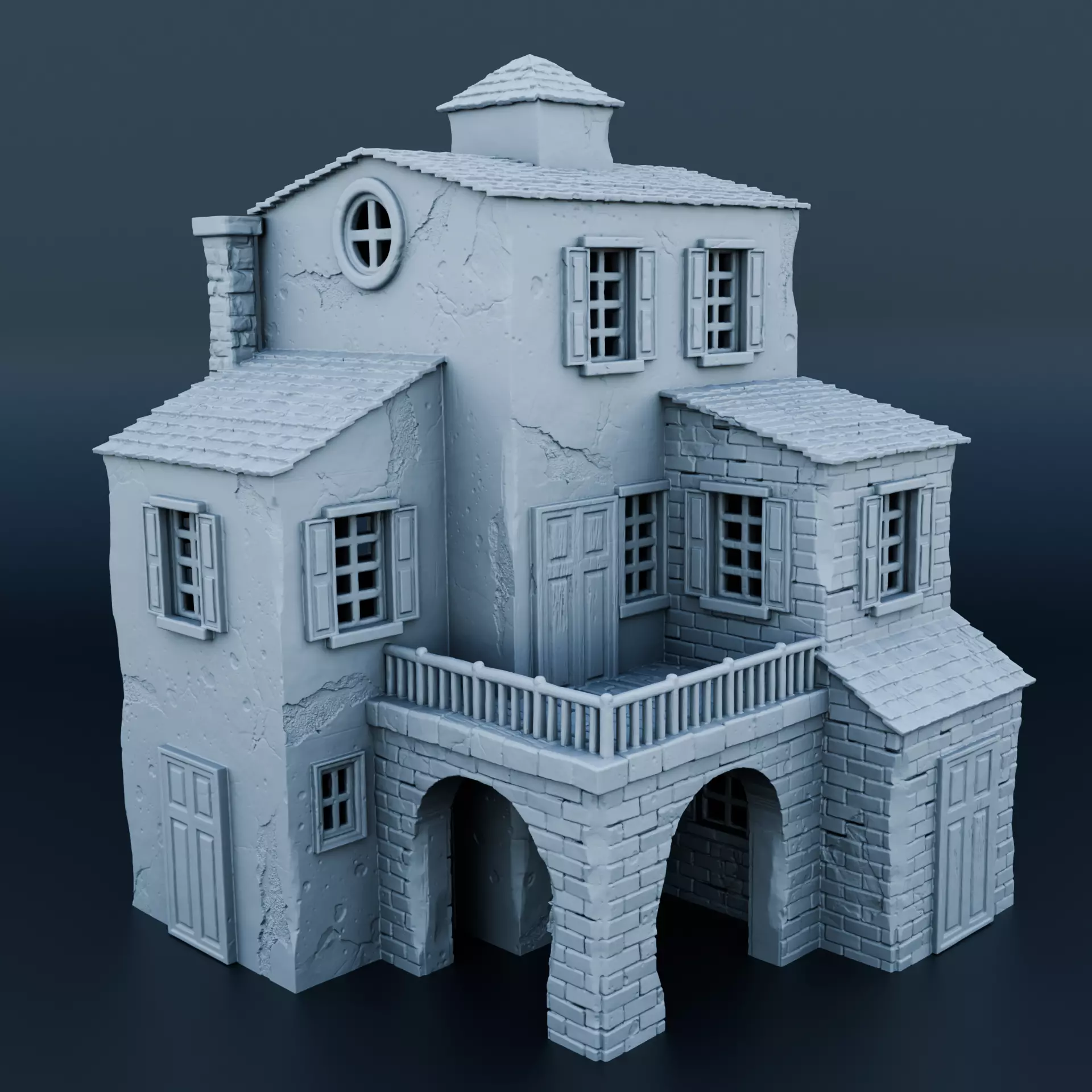 Medieval house 3D print model_0