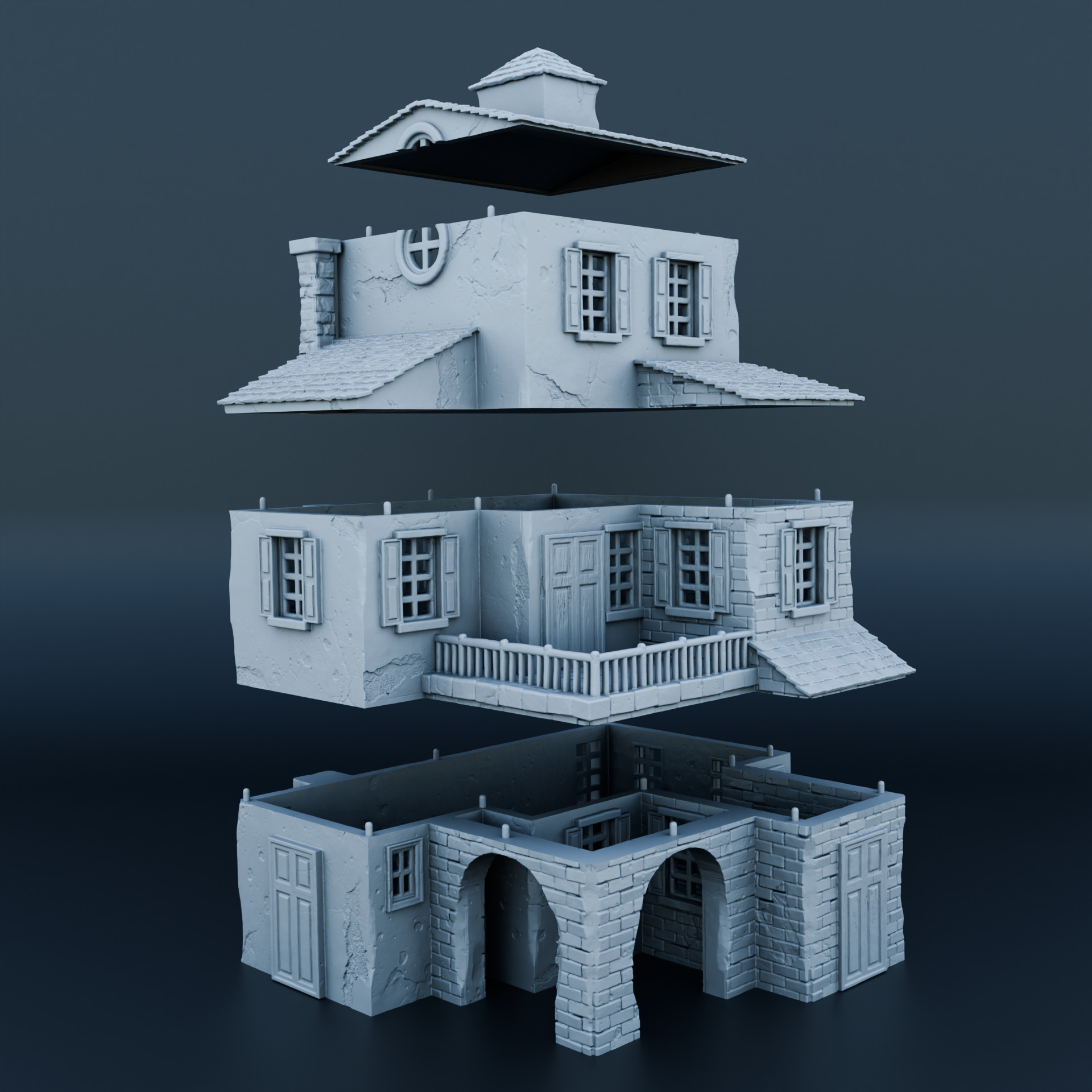 Medieval house 3D print model_1