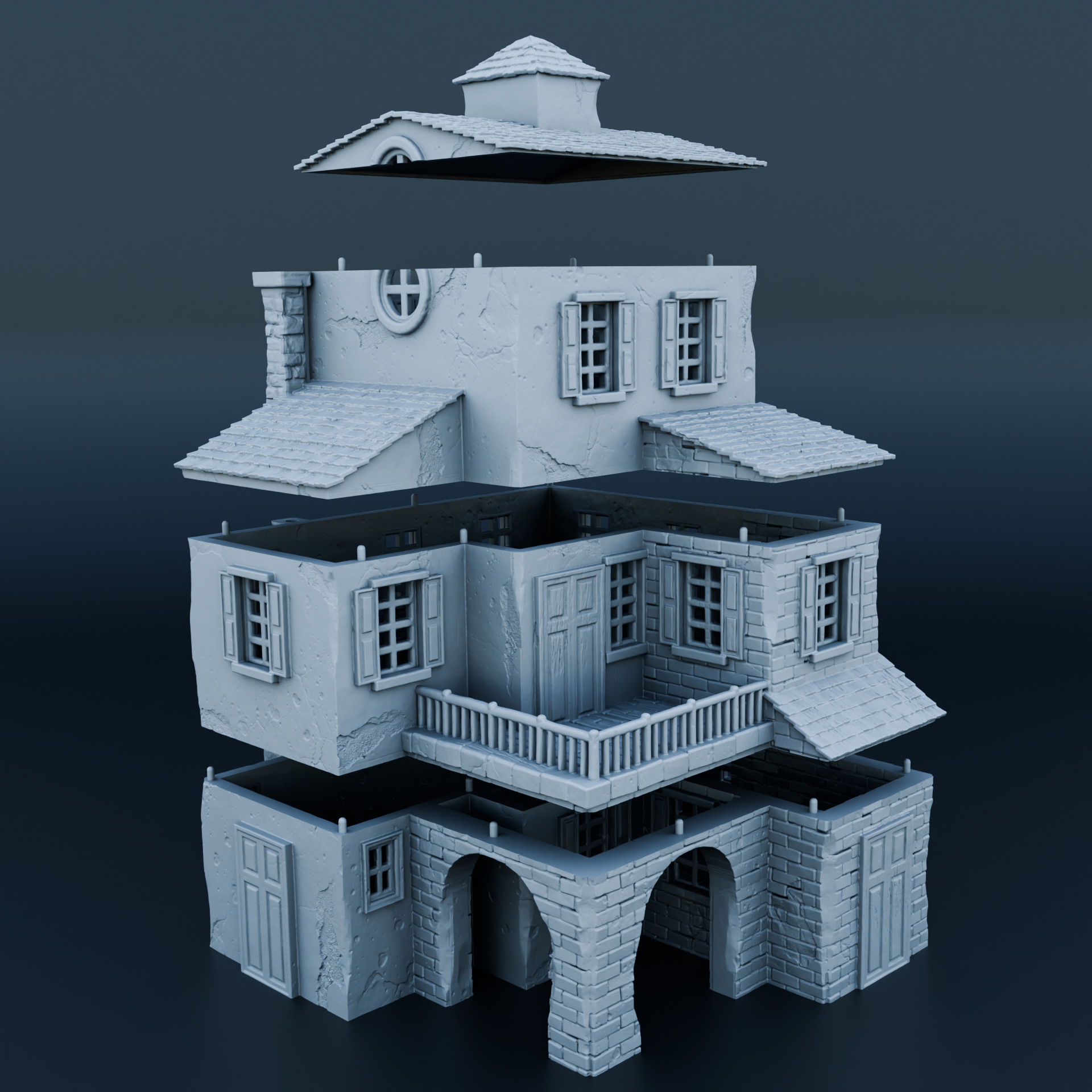 Medieval house 3D print model_2