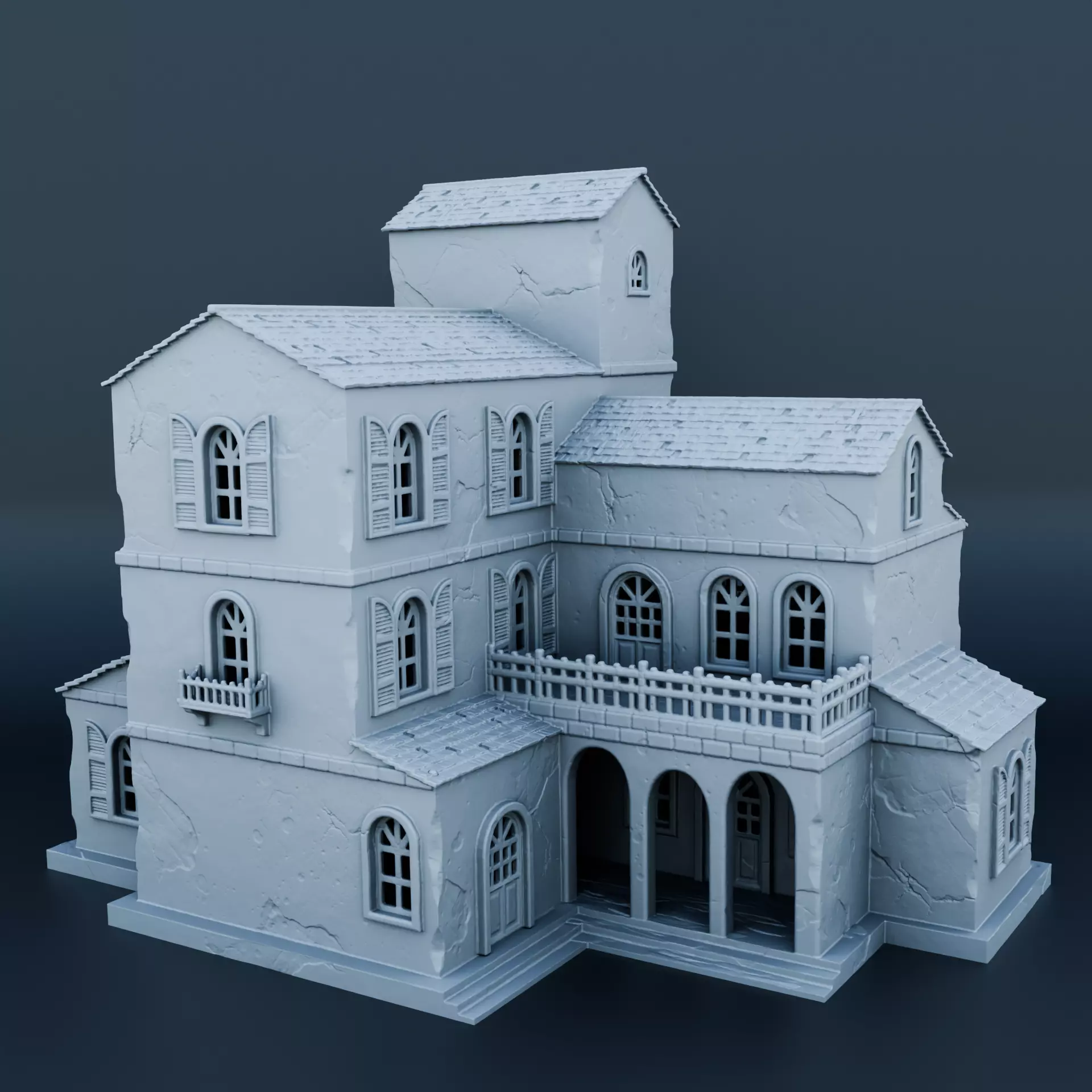 Medieval house 3D print model_0
