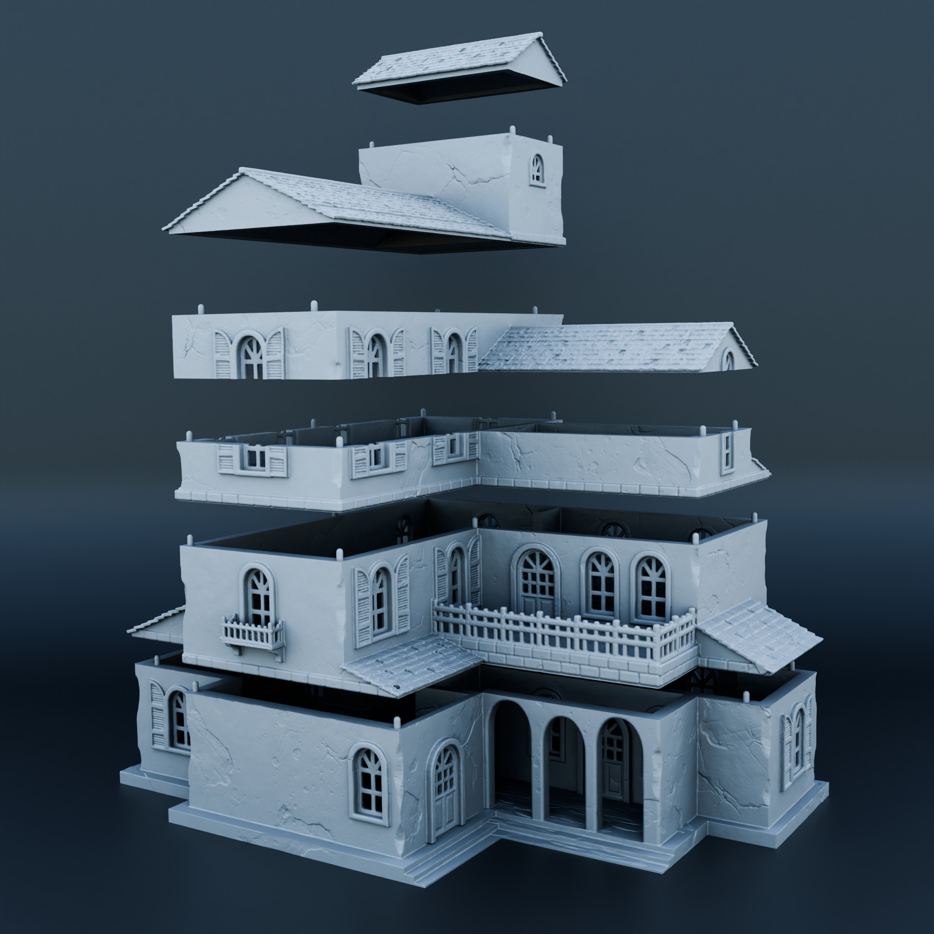 Medieval house 3D print model_2