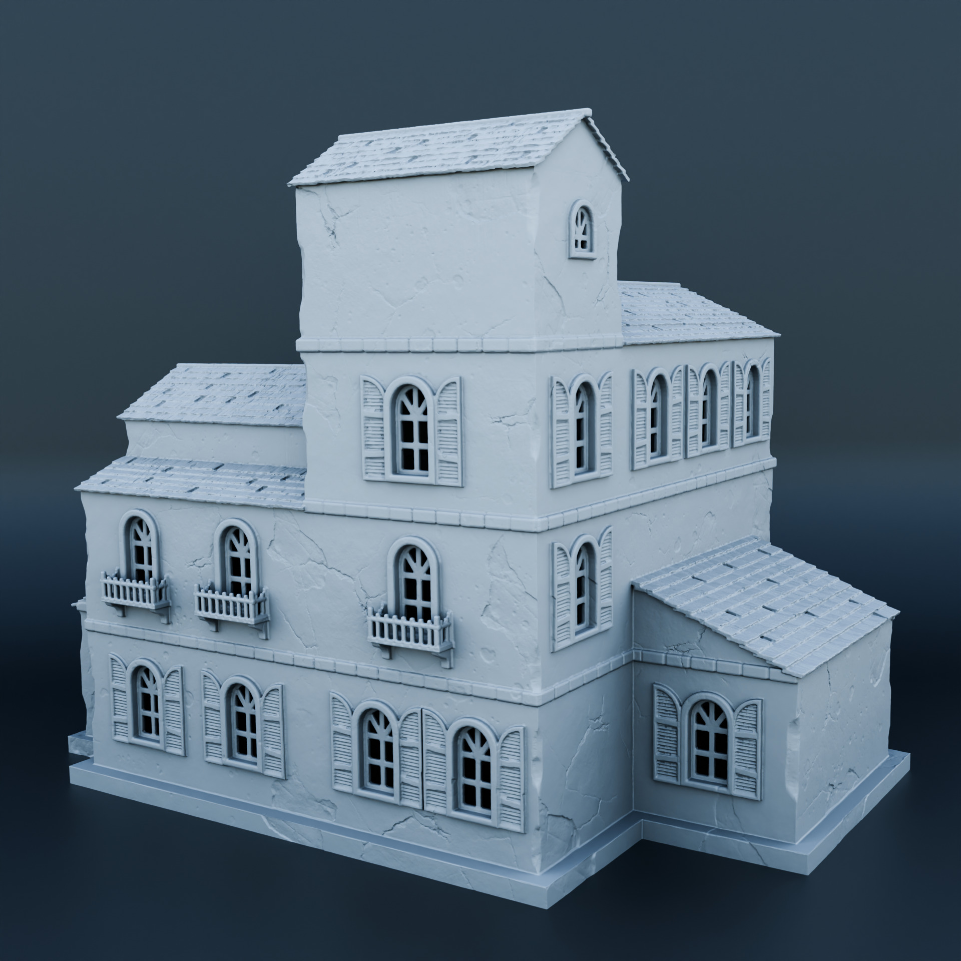 Medieval house 3D print model_1