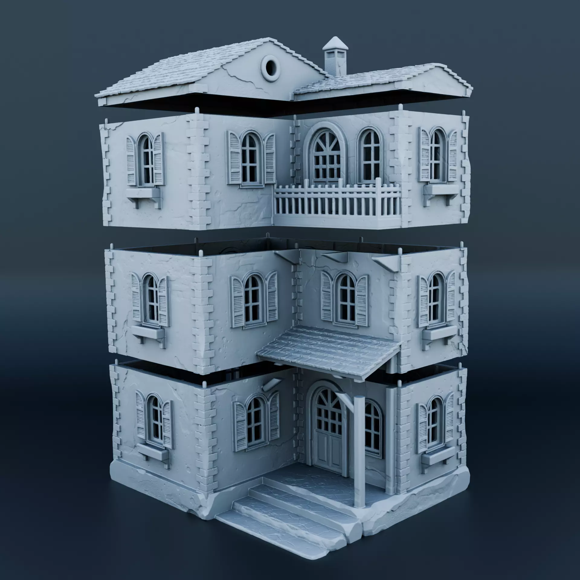 Medieval house 3D print model_0