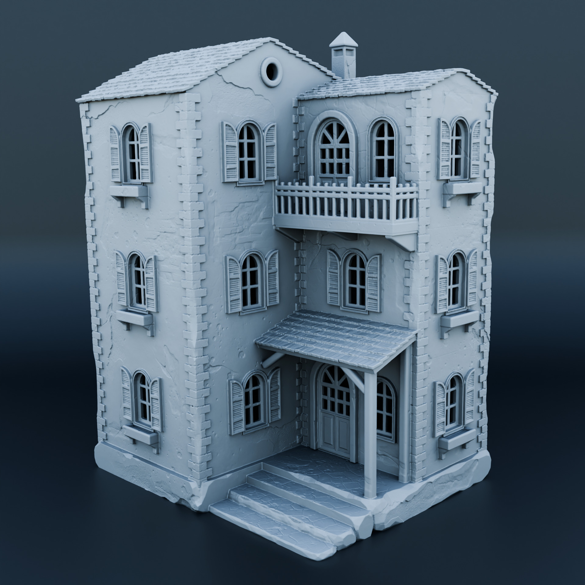 Medieval house 3D print model_1