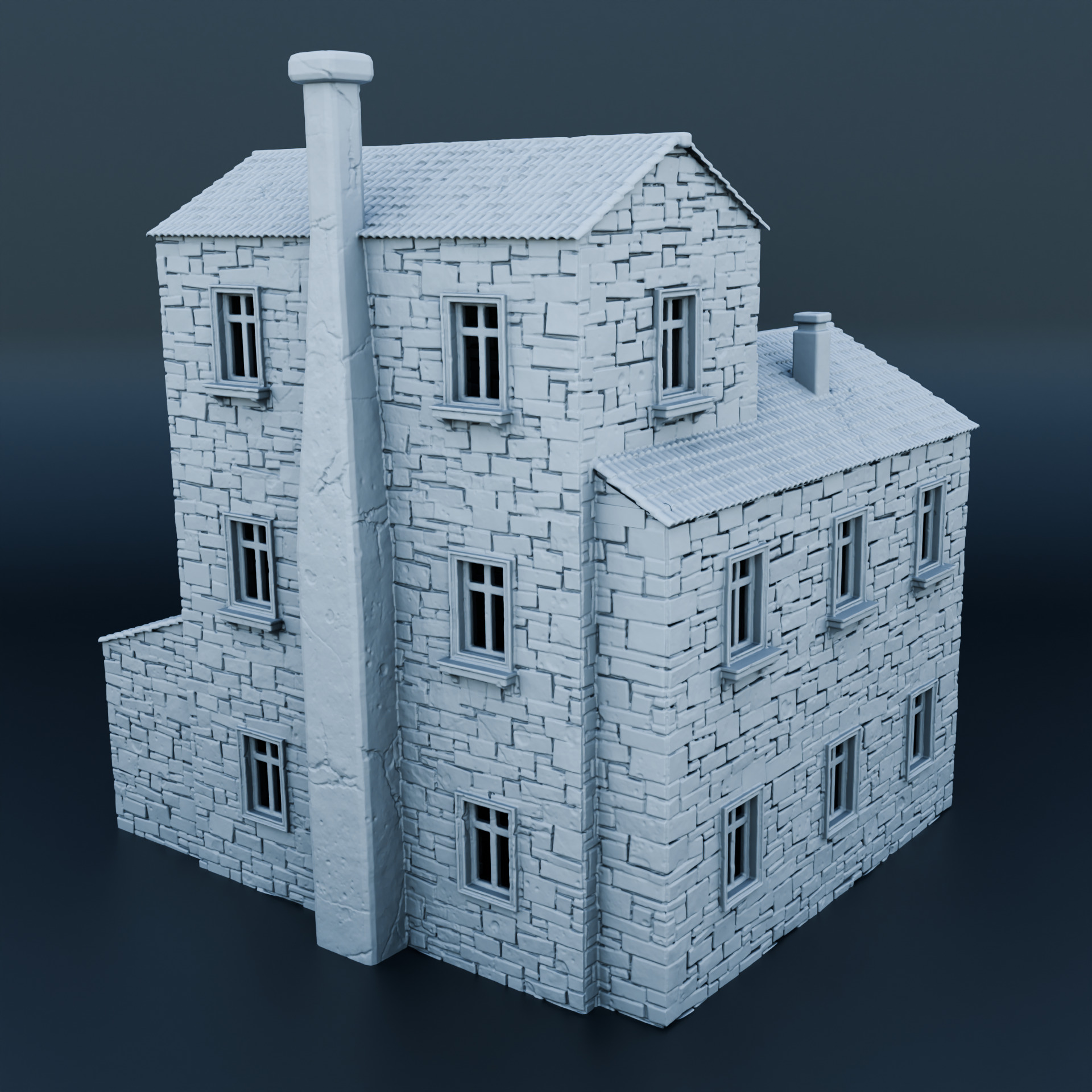 Medieval house 3D print model_1